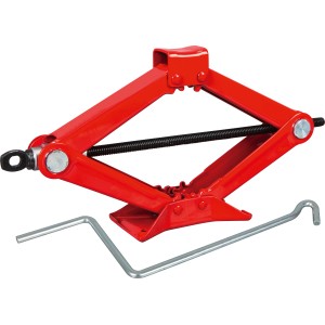Cric a forbice rosso B-SWH-1000 con manovella per riparazione e manutenzione auto.