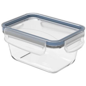 Contenitore frigo in vetro Rotho Clic & Lock, 0,5 l, blu orizzonte, contenitore per alimenti con coperchio.