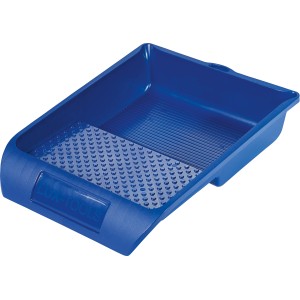 Bac à peinture bleu LUX (32x26cm) en plastique avec grille pour rouleaux et pinceaux.
