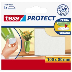 Tesa patins en feutre rectangulaires, blancs, 100x80 mm, pour protéger meubles et sols.
