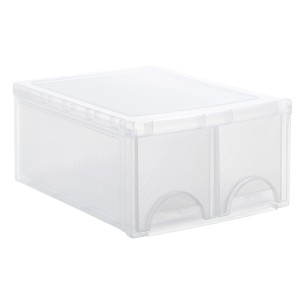 Transparente Rotho Frontbox Twin Aufbewahrungsbox mit zwei Schubladen.