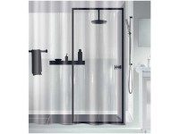 ZAYEN Tenda da doccia in eucalipto bianco e nero, con foglie di piante ad acquerello grigie con fiori e ganci, 125 x 200 cm