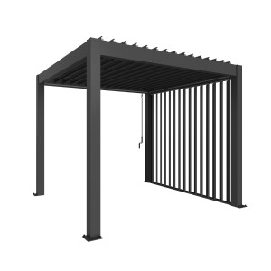 Pannello laterale a lamelle Biohort grigio scuro metallizzato per pergola, protezione da vento e intemperie.
