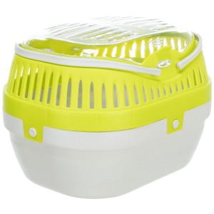 Cage de transport Trixie Pico, 30x21x23 cm, pour petits animaux, vert/blanc, avec poignée et ventilation.