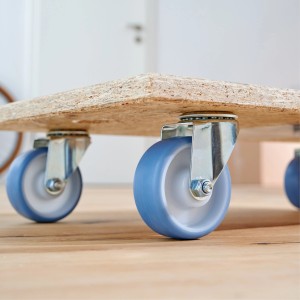 Wagner aide au transport avec roues bleues, capacité de charge 250 kg, en bois (FSC®)