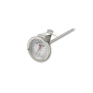 Thermomètre à frire Möller Therm en acier inoxydable, 14 cm, avec indicateur de plage de température.