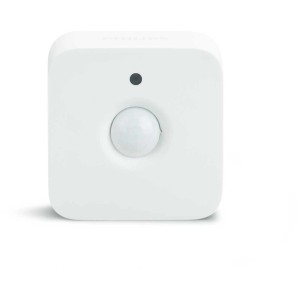 Weißer Philips Hue Bewegungssensor zur Steuerung von Hue Leuchten.