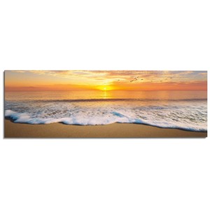 Next Deco Panel Sunset Wave: Quadro da parete con tramonto sul mare, MDF, 156x52 cm.
