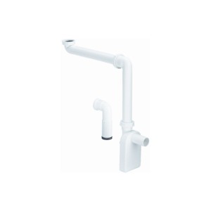 Siphon gain de place blanc pour vasques avec meuble sous-vasque, réglable.