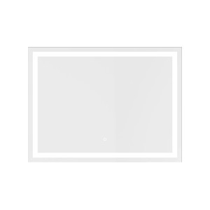 Specchio luminoso LED FrameLight III a forma di cristallo rettangolare, 80x60 cm, con illuminazione perimetrale.