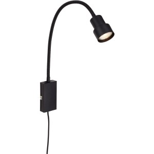 Lampe de chevet LED Briloner Tusi noire avec bras flexible pour un éclairage réglable.