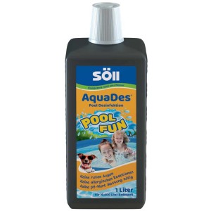 Söll AquaDes 1 l pour désinfection de l'eau de piscine. Bouteille de désinfectant pour piscines.