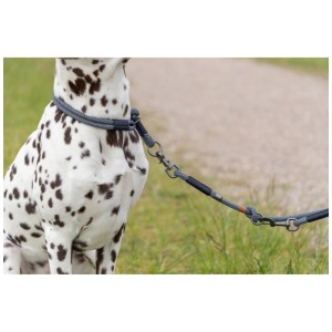 Collare Trixie con arresto a strappo Soft Rope, nero-grigio, sul cane