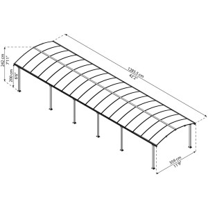 Disegno tecnico: Carport Arcadia 12700 antracite con dimensioni (242x359x1285,5 cm).
