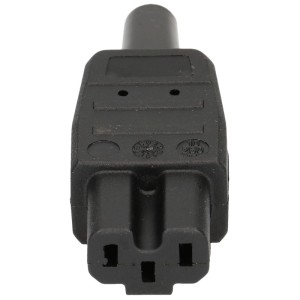 Prise d'appareil noire IEC320 C15A pour connexion d'appareil.