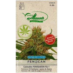 Semi di canapa Cannabis Fenoqueen FQ-1 (3 pz) con alto contenuto di CBD e fiori compatti.
