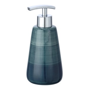 Wenko Dispenser sapone Pottery Petrol, ceramica, 360ml. Accessorio bagno e cucina dipinto a mano.
