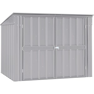 Cache-conteneurs argenté 7x3 pour 3 poubelles (240 l chacune) avec double porte et toit monopente.