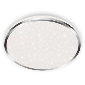 Plafonnier LED Briloner Acorus, Ø 33cm, chrome, avec effet ciel étoilé pour plafonds de salle de bain.