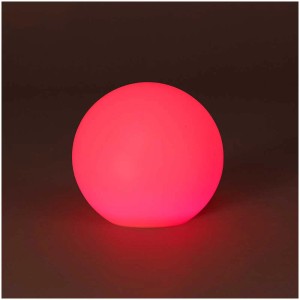Boule solaire LED Bubble RGB illuminée, Ø 30 cm, avec télécommande pour une décoration d'ambiance.