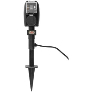 Picchetto da terra nero GardenLine con timer e sensore crepuscolare, altezza 46 cm.
