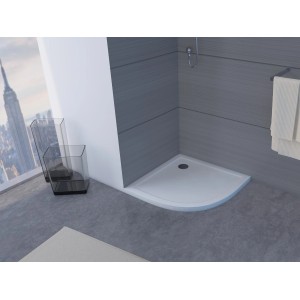 Receveur de douche Aurlane Pure, 90x90 cm, rond, blanc, en acrylique pour accès facile.