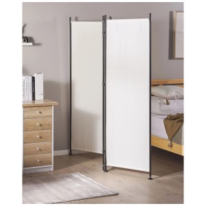Paravent blanc Beliani Narni à 3 panneaux, utilisé comme séparateur de pièce ou écran d'intimité.