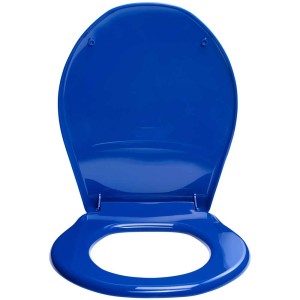Abattant WC Diaqua Neosit Prestige bleu marine ouvert, en plastique avec charnières en plastique.