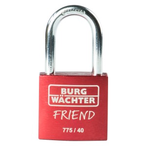 Burg-Wächter Vorhangschloss 775 40 35 SB Rot, Zylinder-Schloss aus Aluminium mit Stahlbügel.