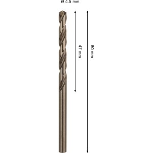 Punta elicoidale Bosch Pro Stainless Steel HSS-Co, Ø 4,5 mm, ideale per forare metalli.