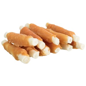 Trixie Mini-Kaurollen Denta Fun Huhn, 120g: Hunde-Kaustreifen aus Rinderhaut mit Hühnchen ummantelt.