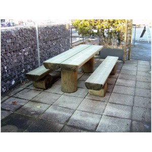Pletscher panca in legno, impregnata marrone, in abete, per giardino, terrazza o balcone.
