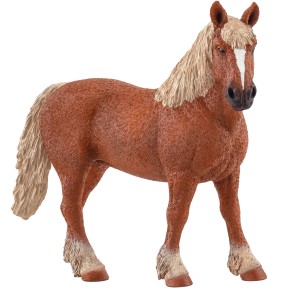 Schleich Jument de trait belge (Farm World), figurine, robe marron, crinière blonde.