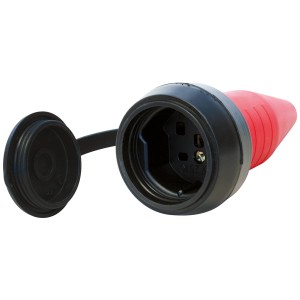 Steko TPE-Kupplung T25, IP44, rot, mit offenem Verschlussdeckel.