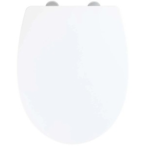 Sedile WC Wenko Tilos bianco in termoplastica con chiusura ammortizzata.