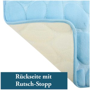 MSV Tappeto bagno in microfibra ciottolo azzurro, 40x60 cm, con rivestimento antiscivolo.