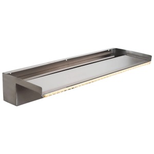 Elemento a cascata Heissner in acciaio inox con illuminazione LED per laghetti e giochi d'acqua.