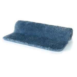 Tappeto bagno blu Spirella Fino, 40x60 cm, in microfibra, morbido e assorbente.