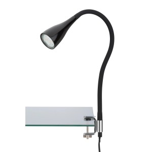 Lampe à pince LED Briloner Elasti noire, lampe de bureau flexible avec ampoule LED GU10.