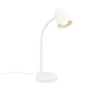 Lampe de bureau Brilo blanche pivotante avec interrupteur à câble, Ø 13 cm.
