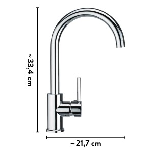 Miscelatore monocomando baliv KI-1830 cromato, con bocca alta e curva.