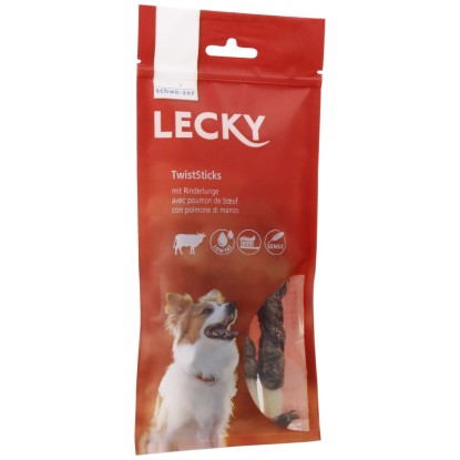 Eric Schweizer Snack per cani Lecky Lecky TwistSticks con polmone di manzo 4 pz.