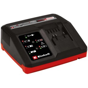 Chargeur Einhell Power X-Fastcharger 4 A pour outils électriques, rouge/noir.