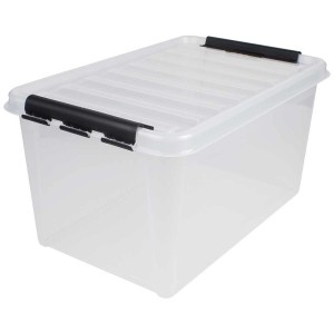Transparente SmartStore Box Classic 45 mit Deckel, 47 Liter, zur Aufbewahrung.