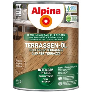 Alpina Terrassen-Öl Bangkirai 2,5 l Dose für Holzpflege und Schutz vor Vergrauung.