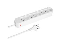 Steckdosenleiste Compact 1,5 m / 8 x T13 Reset-Button Weiss