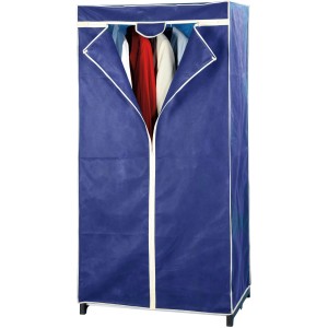 Armadio in tessuto Wenko Air blu con zip, 75x150x50 cm.