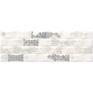 Carrelage mural Cersanit Indira Structure Multicolor, 20x60 cm, avec structure de brique et motifs anthracite.