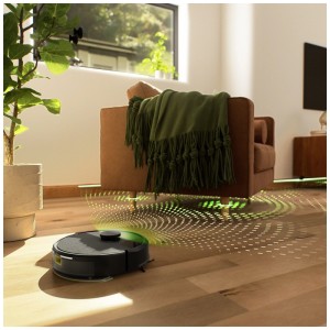 Robot aspirateur iRobot Roomba 105 Combo noir en action sur parquet.