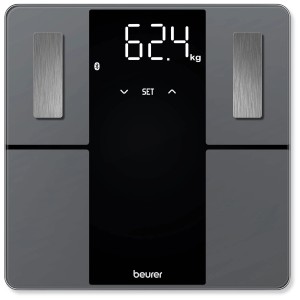 Balance de diagnostic Beurer BF 500 en gris-noir avec Bluetooth et affichage numérique.